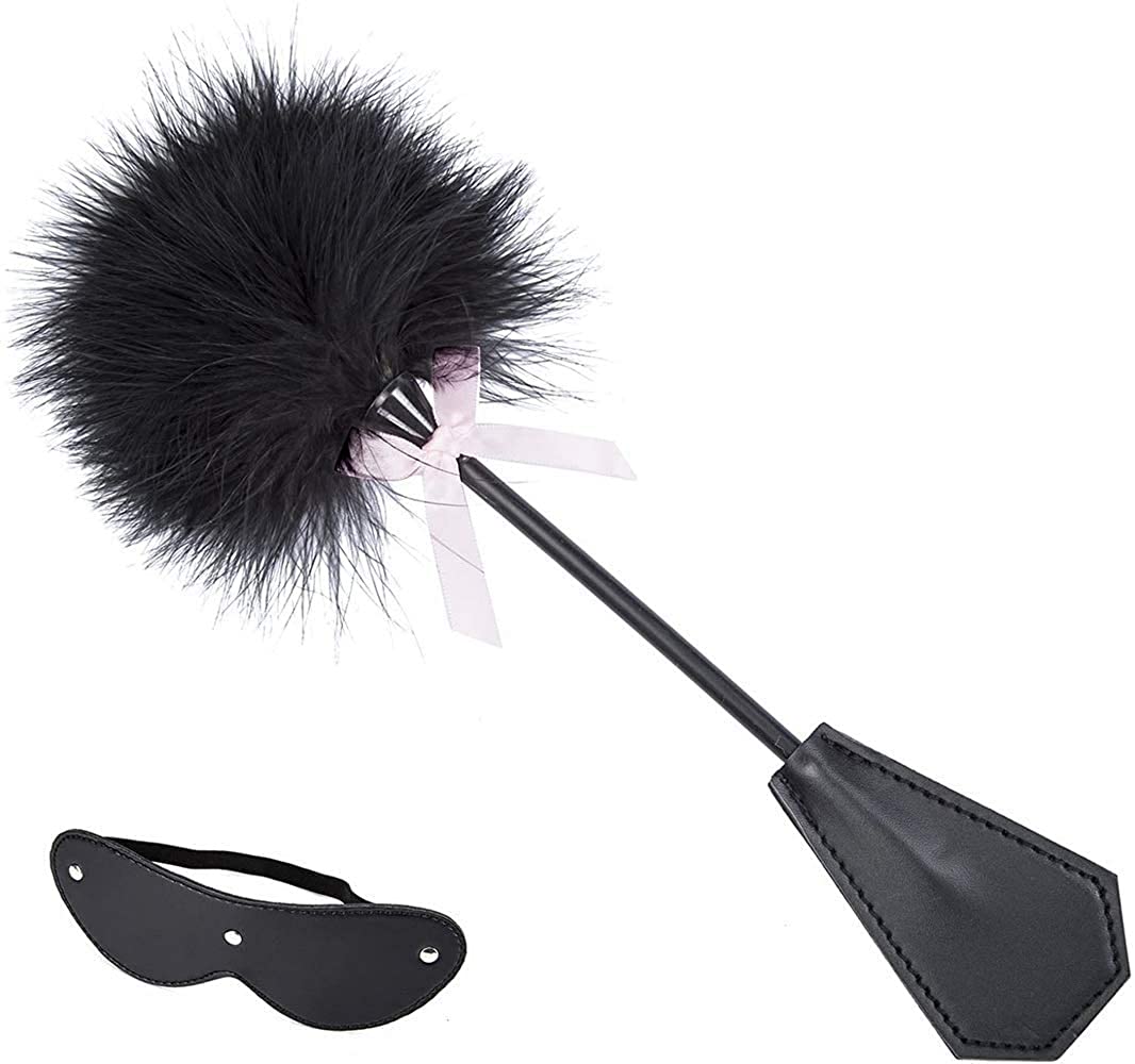 feather duster and blindfold 