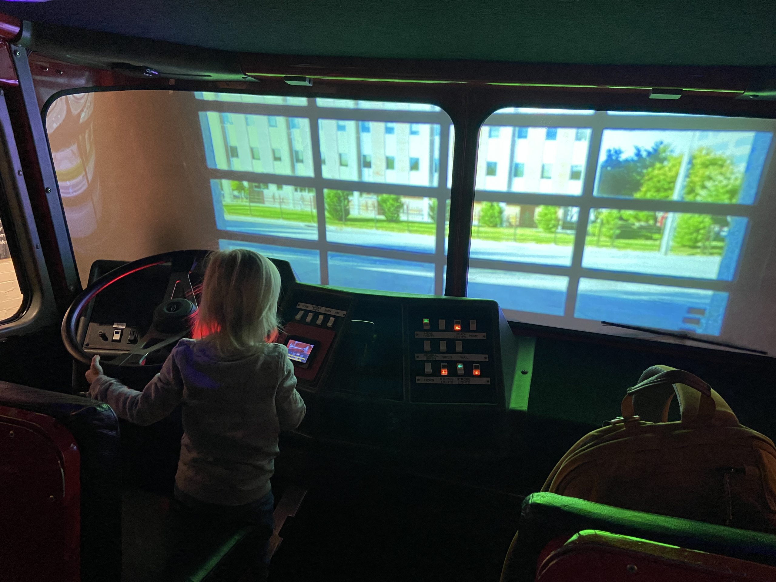 Driving the firetruck at the Memphis Fire Museum 