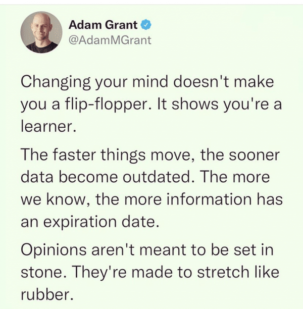 instagram square from Adam Grant about changing your mind