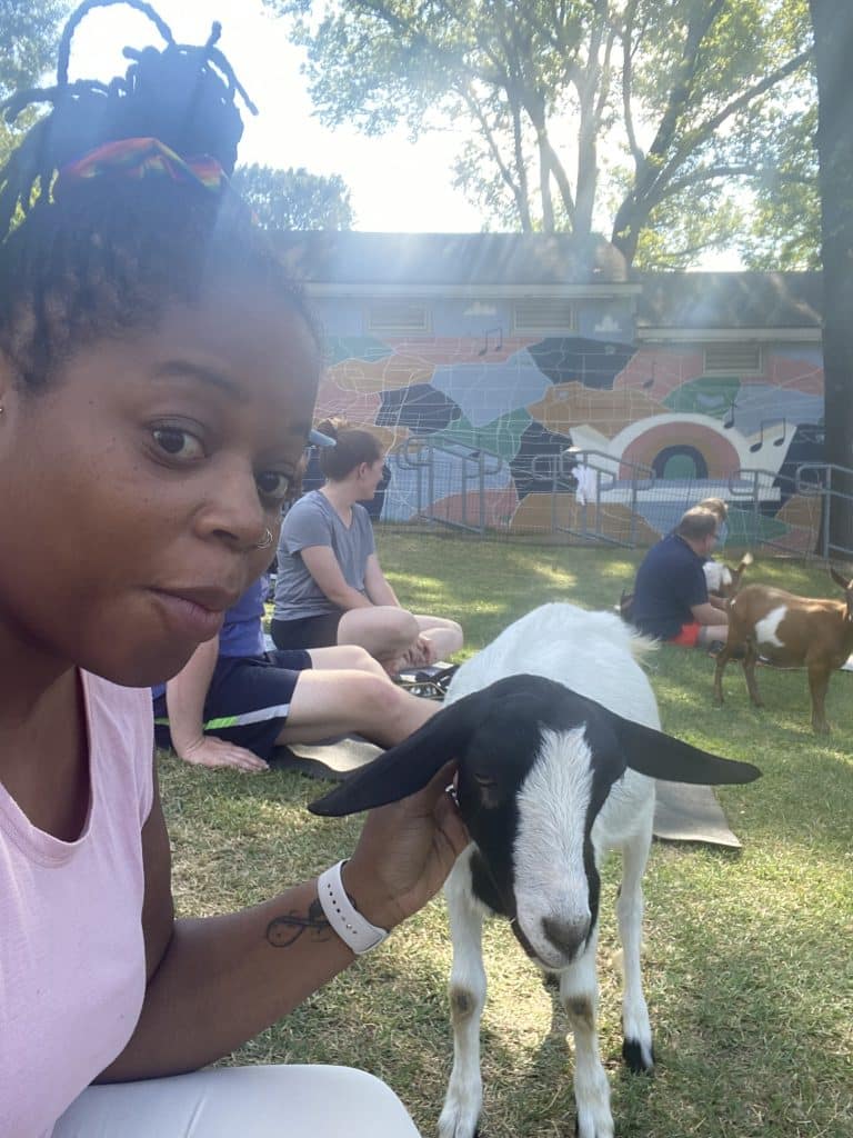 goat yoga at the Shell
