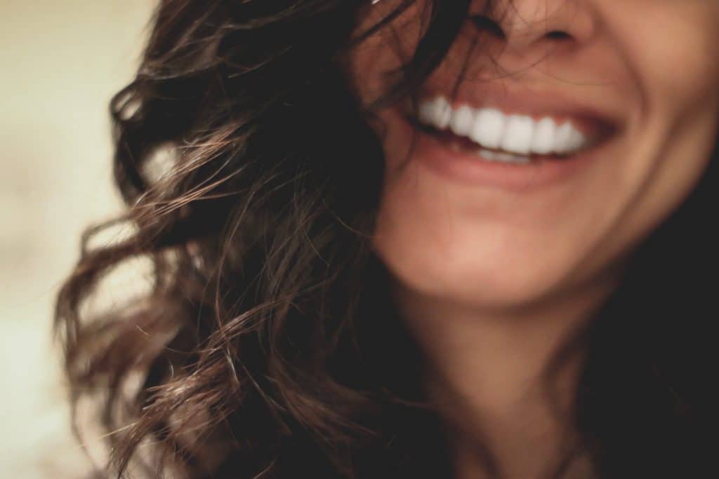 woman smiling in happiness 