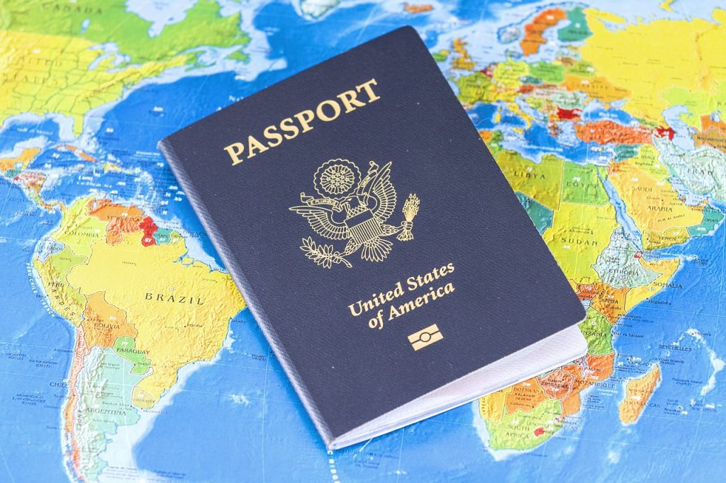 passport on a world map