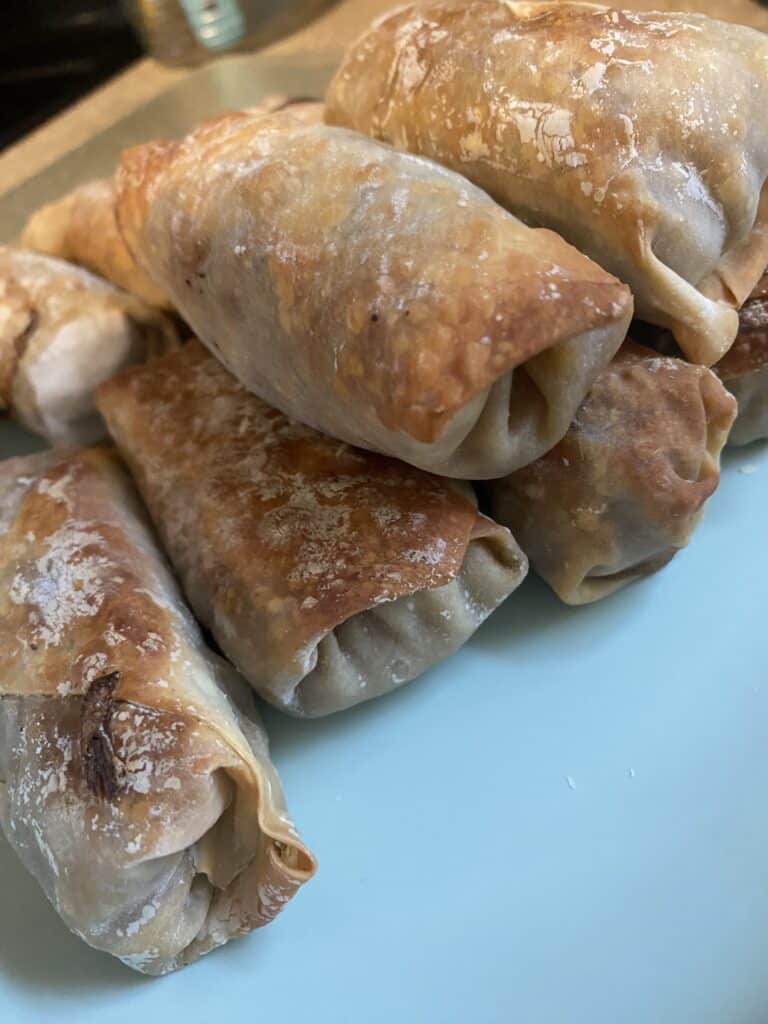 finished egg rolls for the salmon nuggets and egg rolls