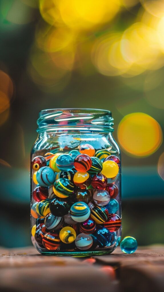 jar filled with marbles encouraging intentional parenting