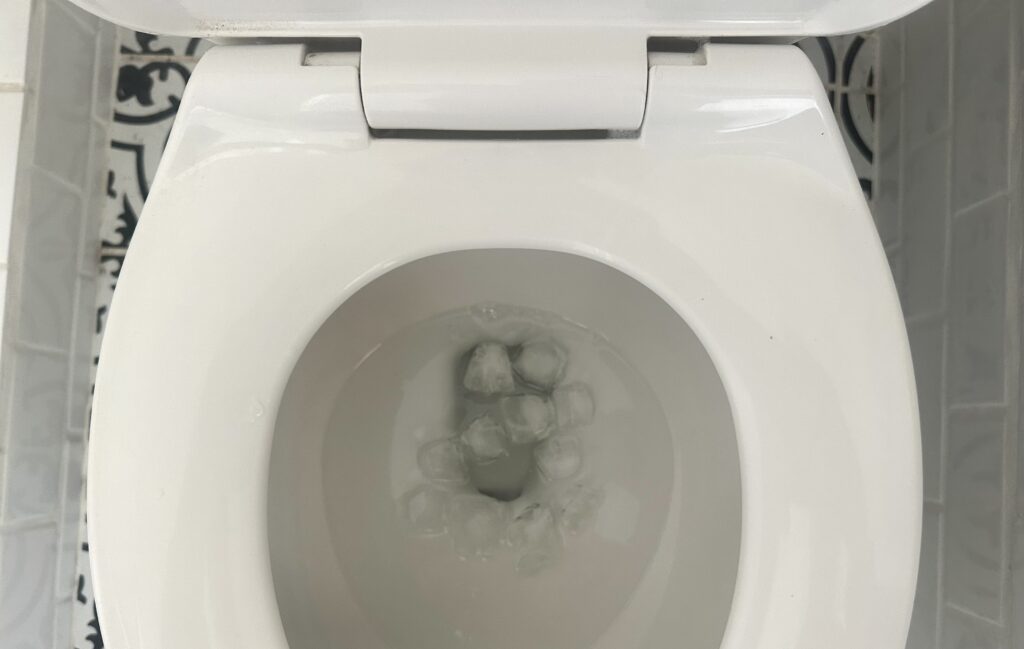 ice cubes in the toilet