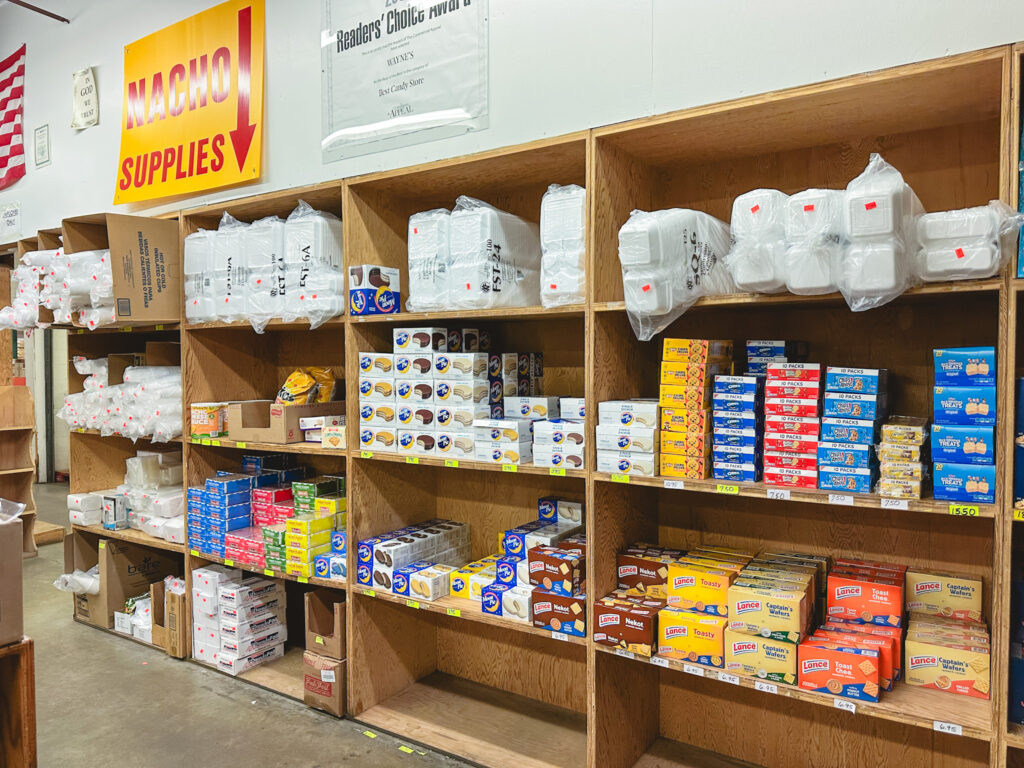 nacho supplies at Wayne's Candy Co.