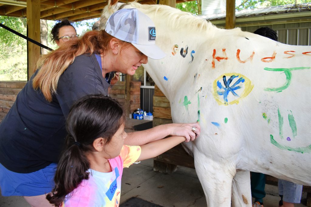 finger painting on a horse at Southern Reins