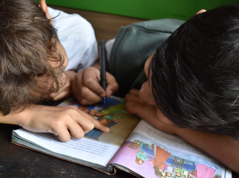 kids reading together