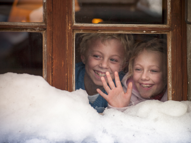 Looking out the window at snow