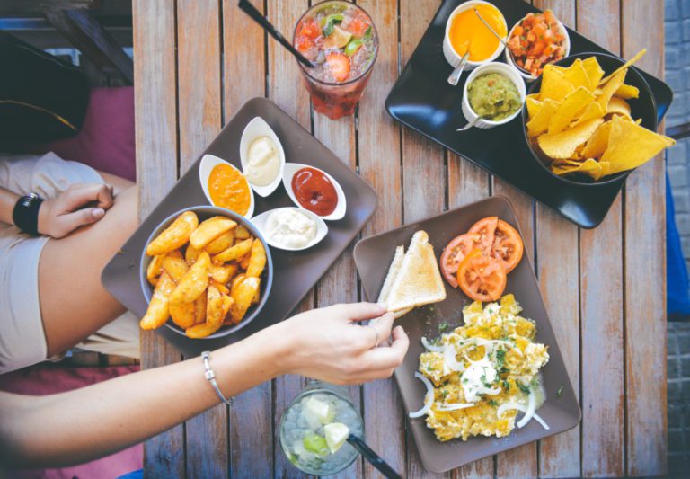 eating brunch food