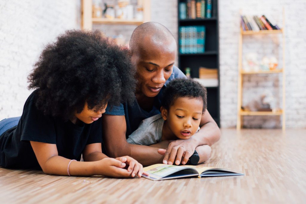 a family reading together
