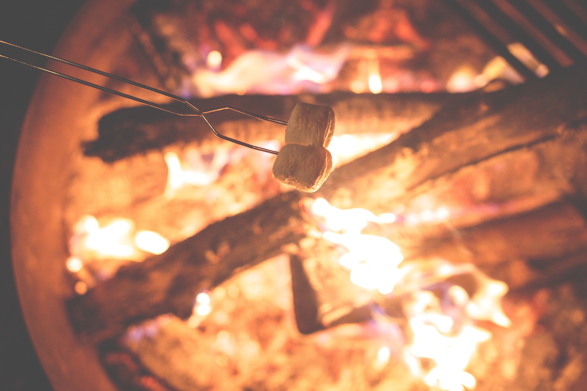 camping with a fire