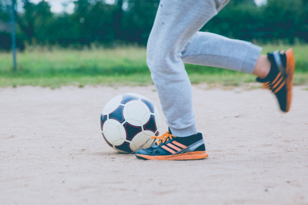 playing soccer outside 