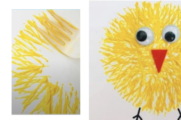 Easter chick fork art