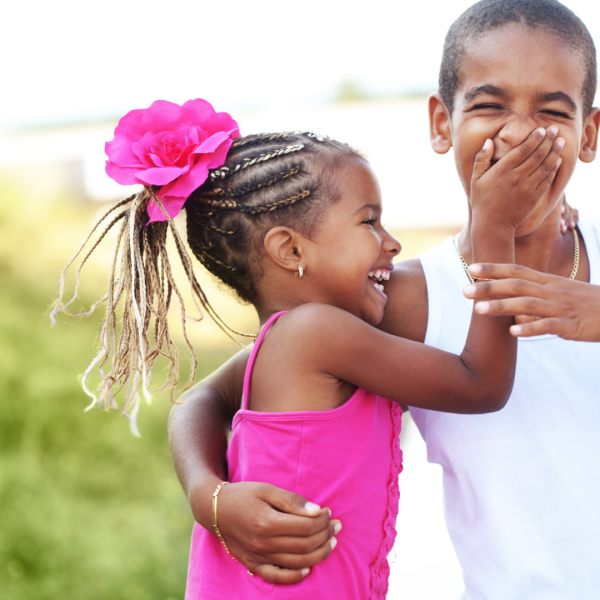 children playing and laughing