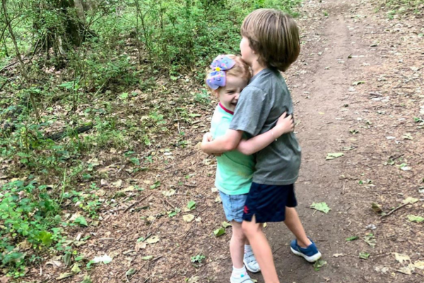 quarantine kids hugging