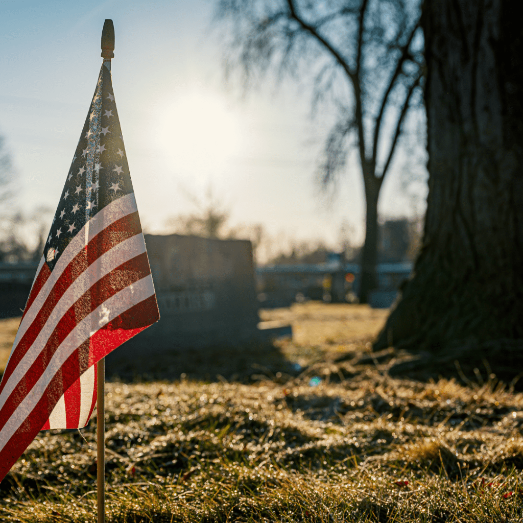 American flag salute to a fallen veteran 