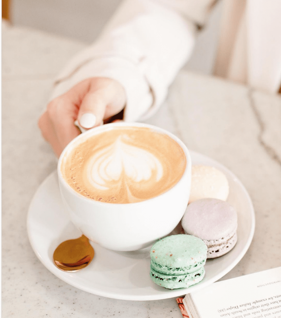 Two macaron and a cortado​.​