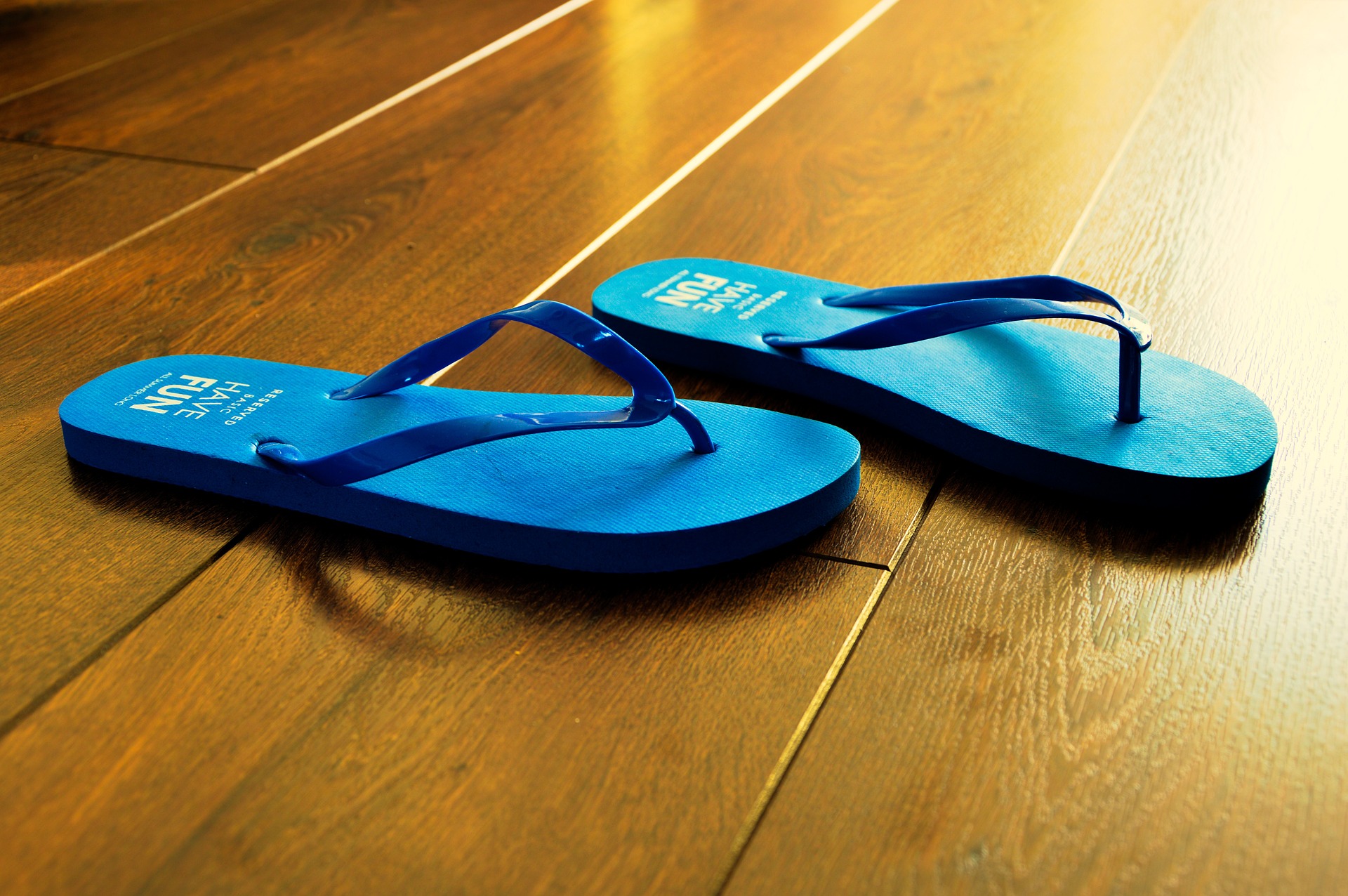Picture of a pair of blue flip flops