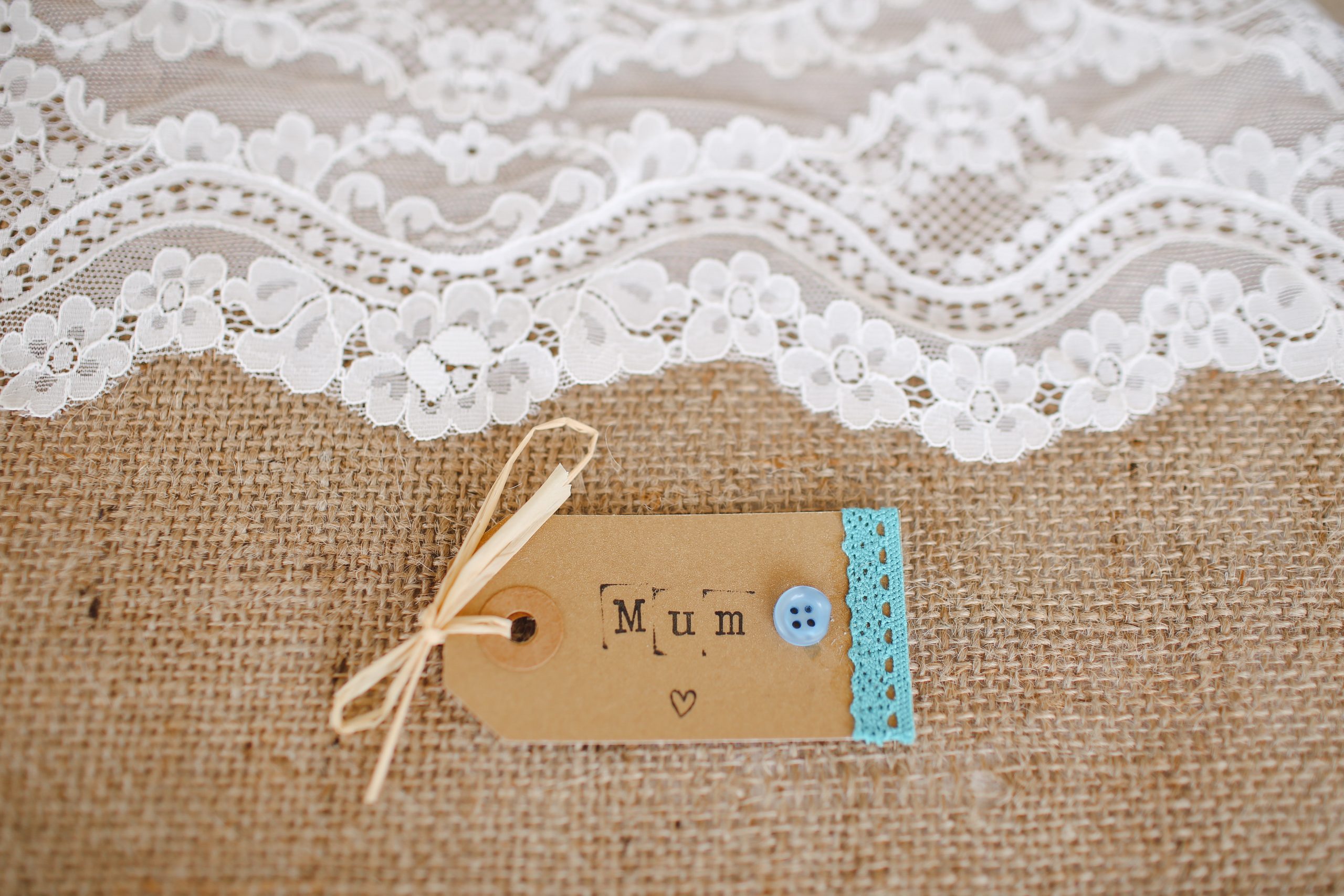 paper tag with "mum" on it