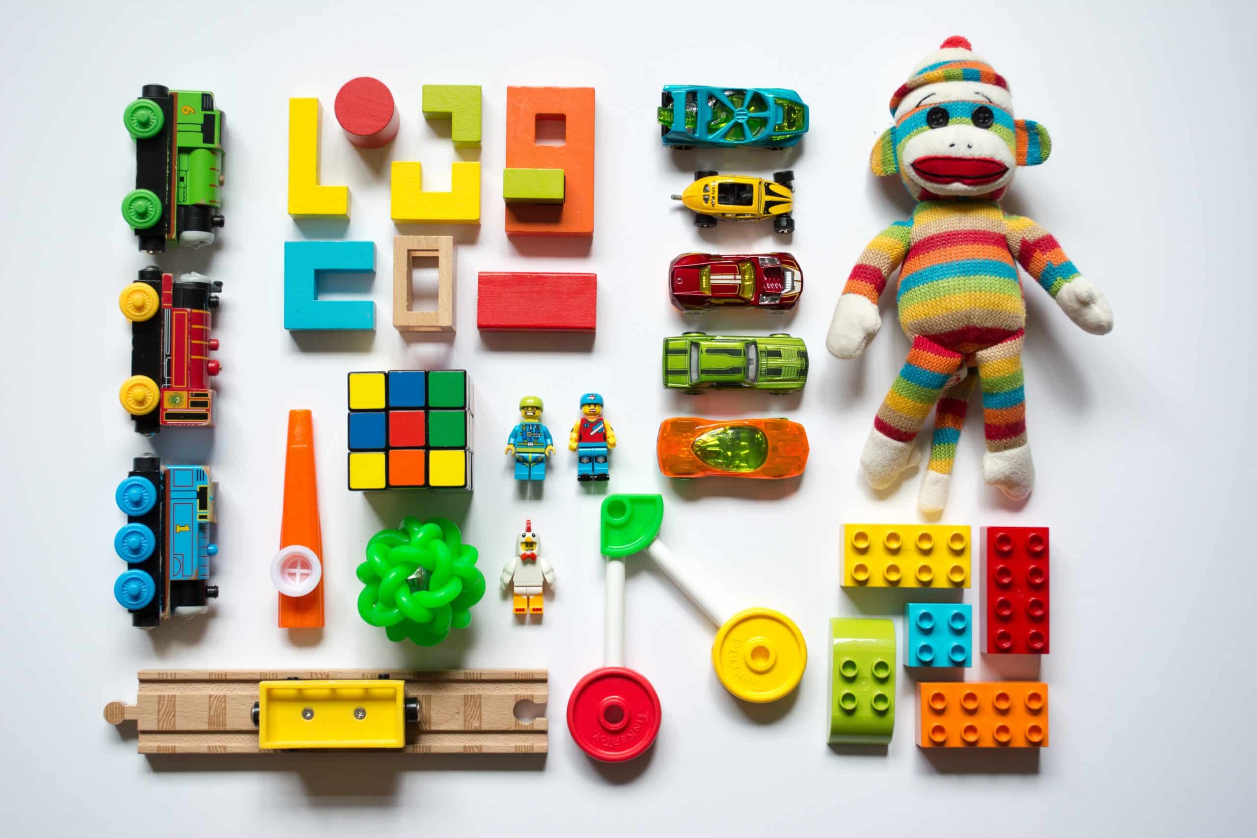 Assortment of colorful toys