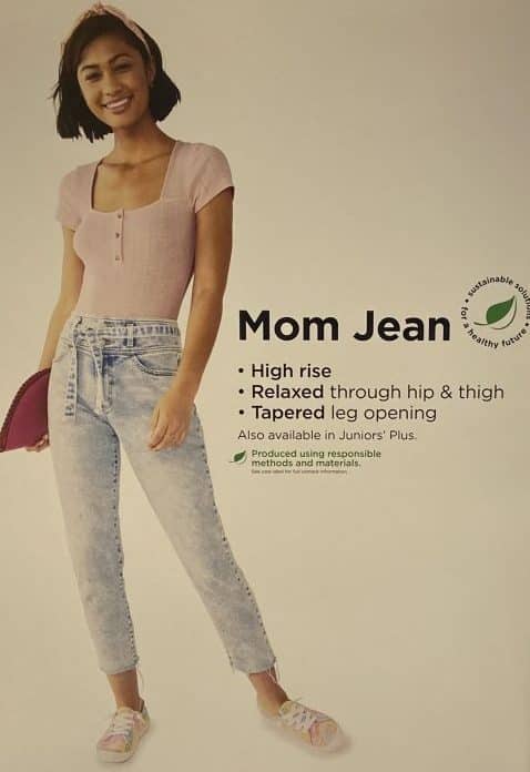 an ad for mom jeans