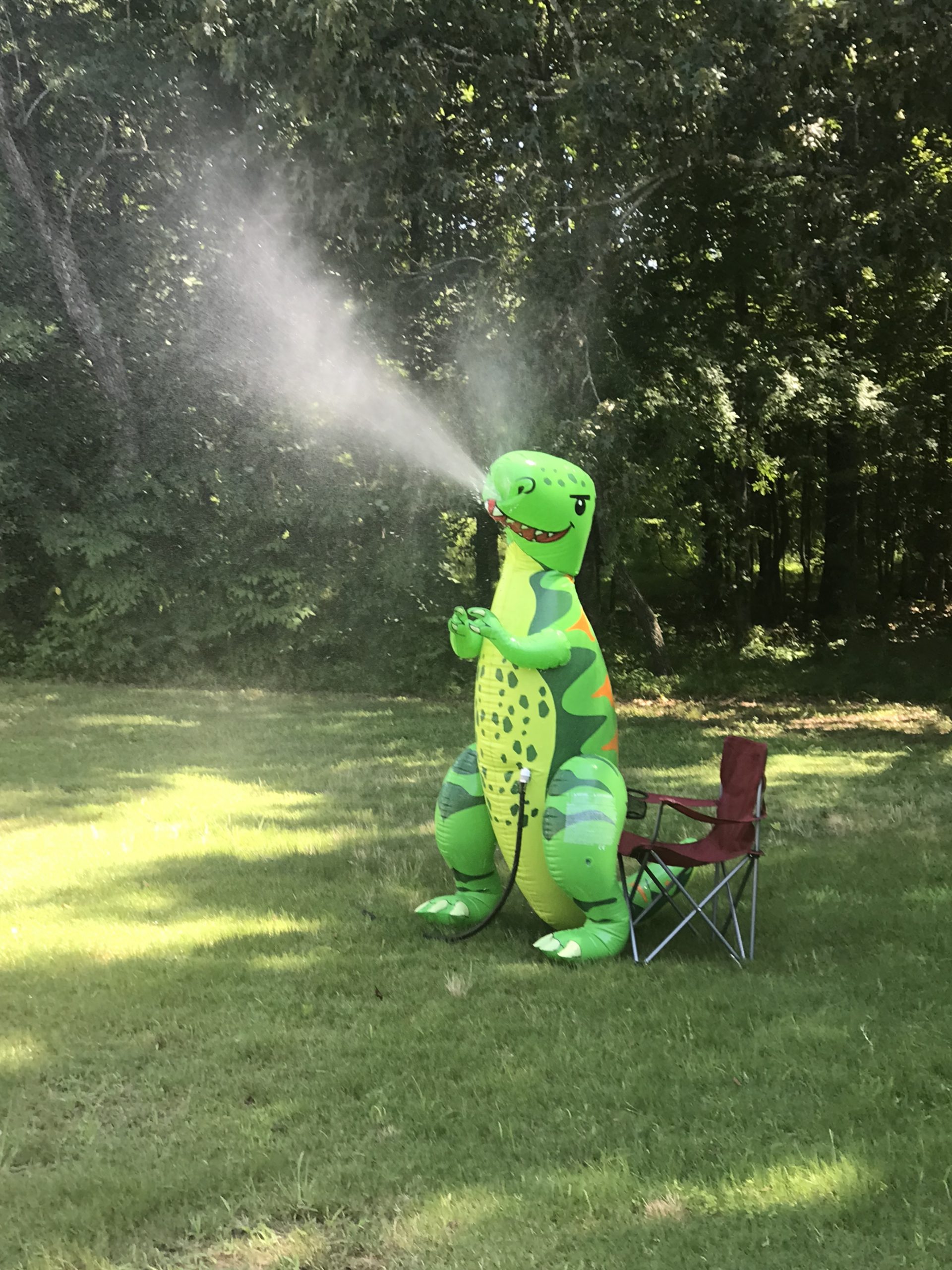 Inflatable dinosaur sprinkler