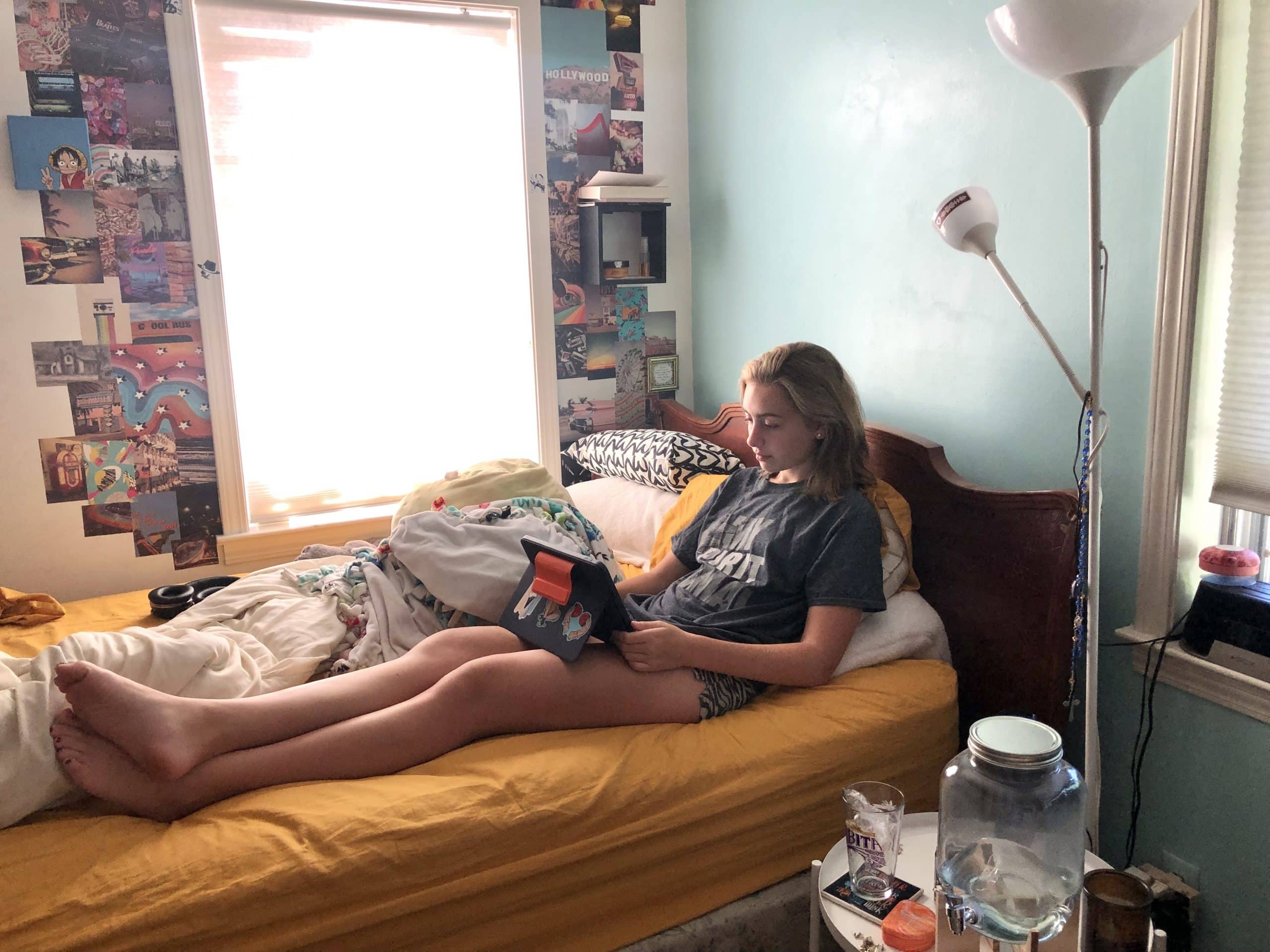 Ali on her ipad