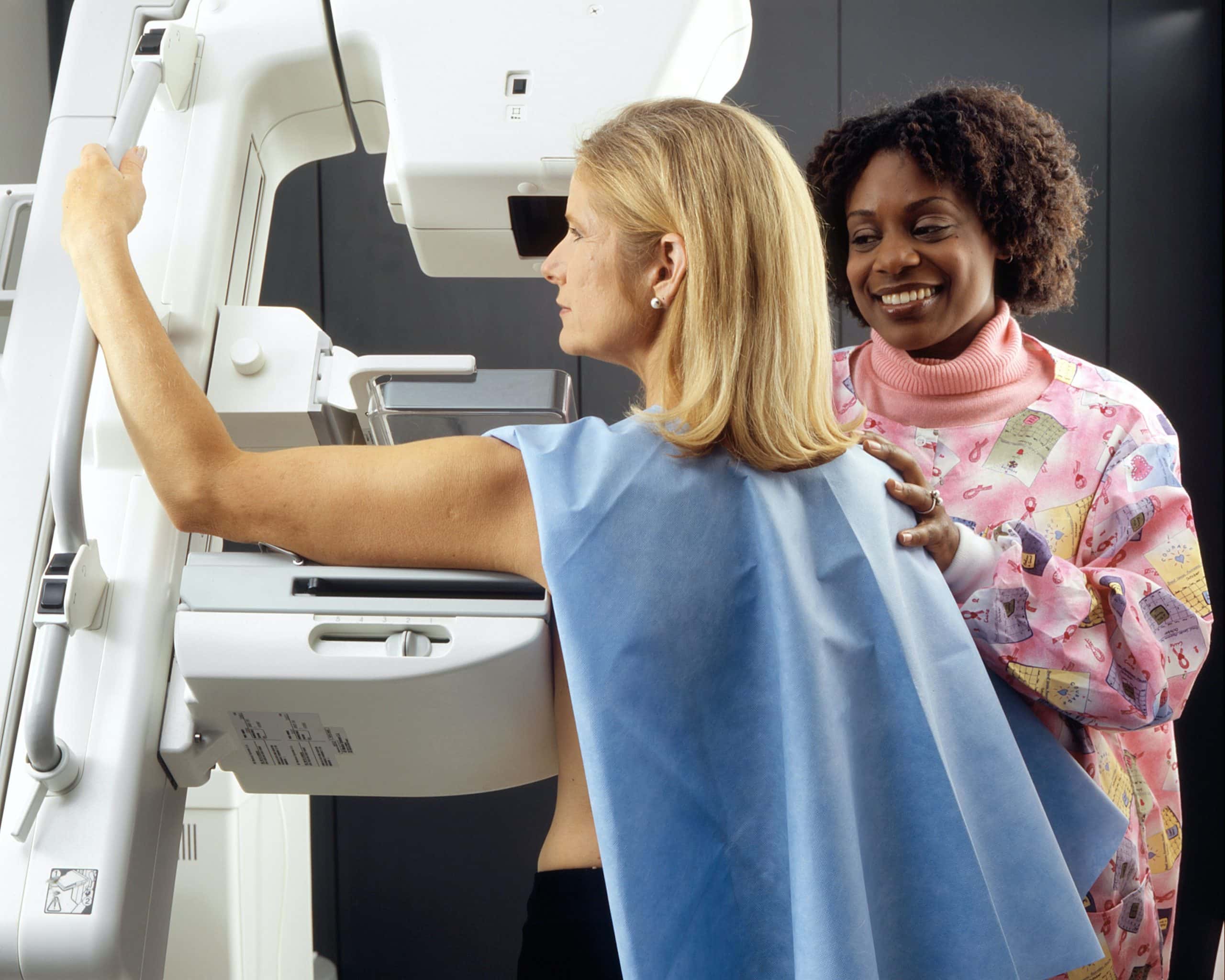 woman getting a mammogram