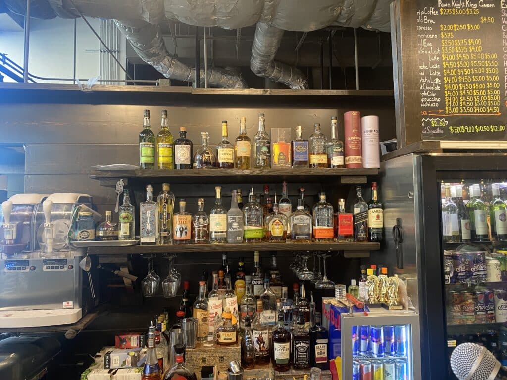 the well stocked bar at Memphis Chess Club
