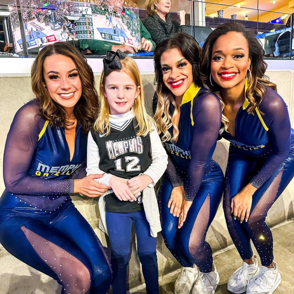 Grizz girls at a Grizzlies game