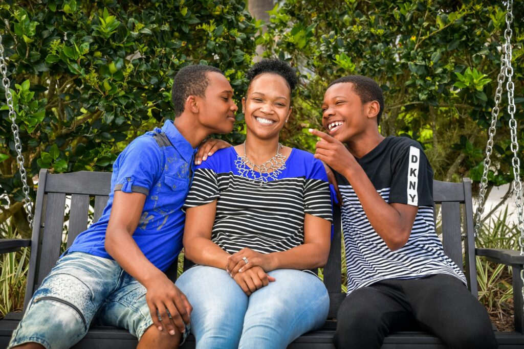 mom with her two sons