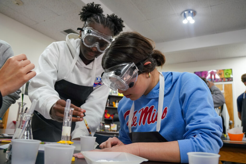 high schoolers in the lab in the new school year