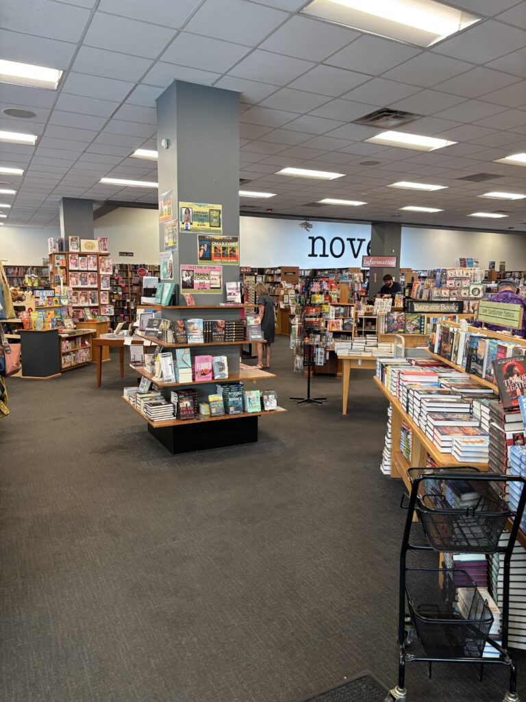 section of signed books at Novel bookstore 