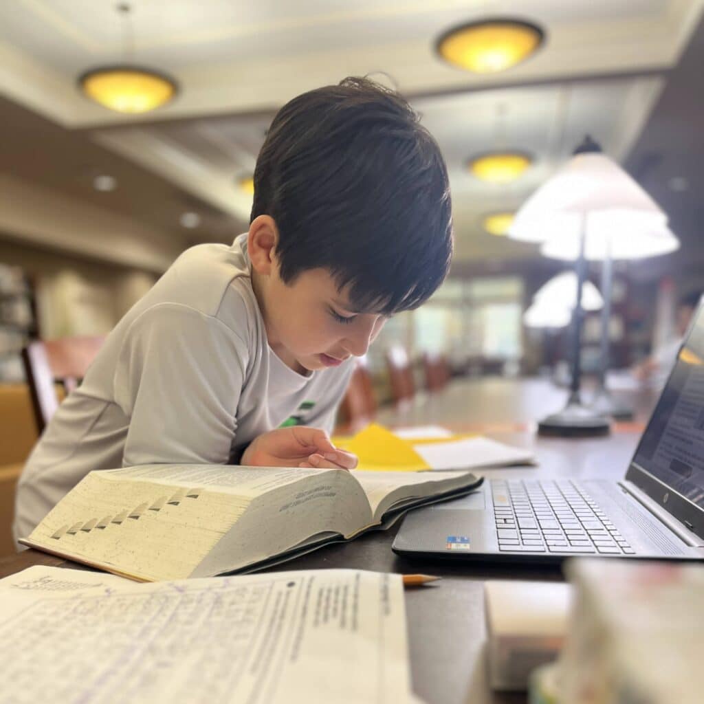 tutoring student doing homework