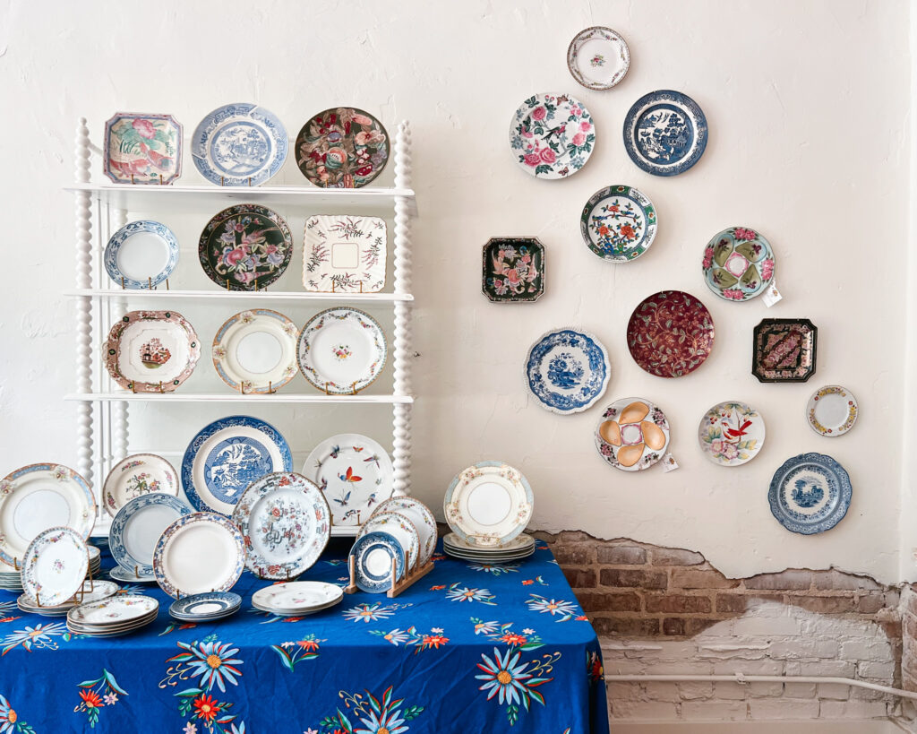 plate wall at Heirloom House Vintage Market